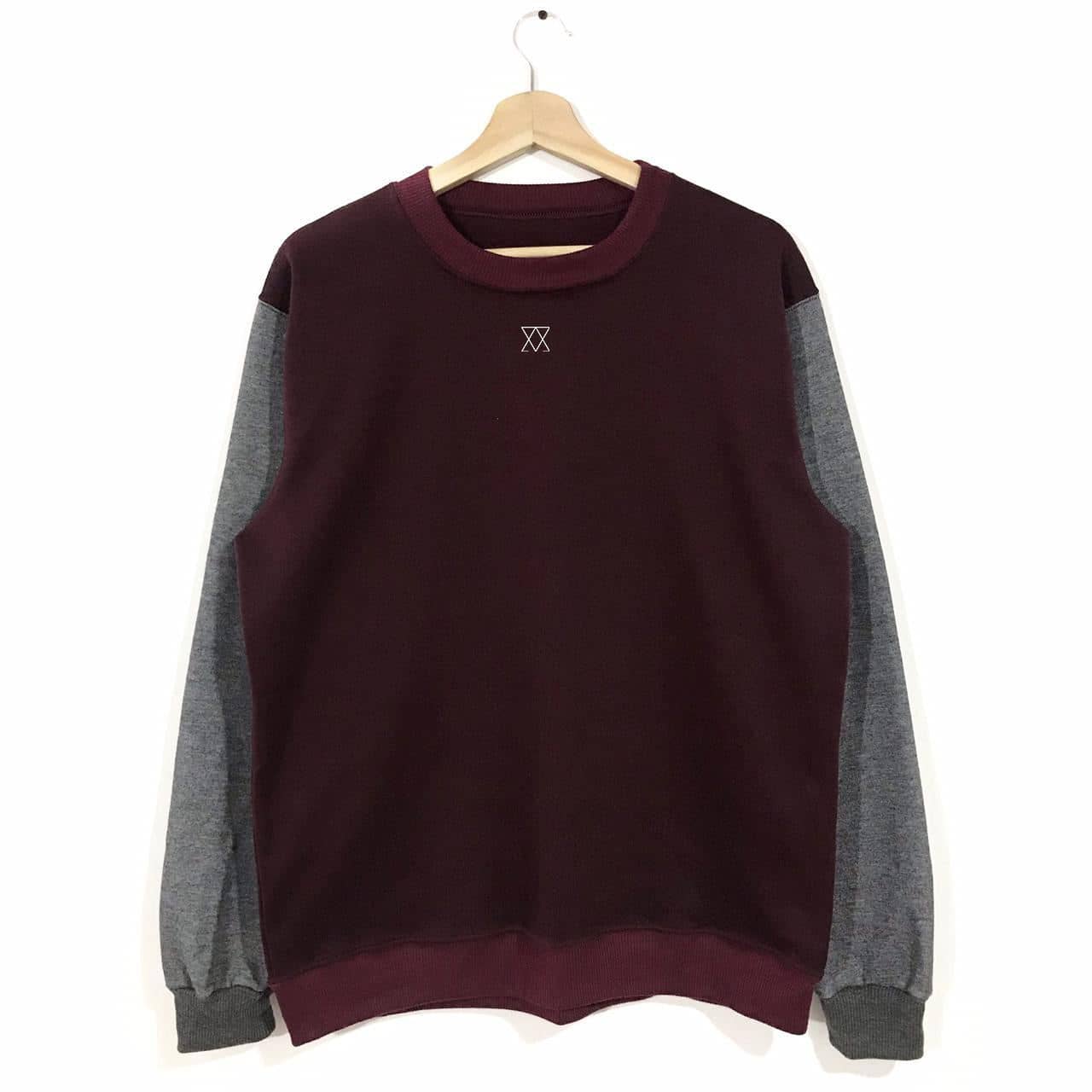 Buzo sin capota Old School Buzo COLOURS FV S Vinotinto con gris oscuro 
